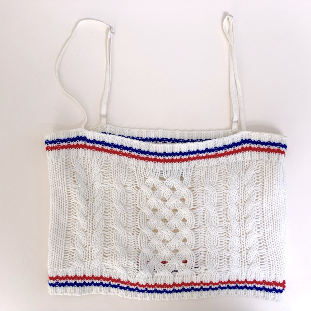 Le Superbe White Cable Knit Crop Top